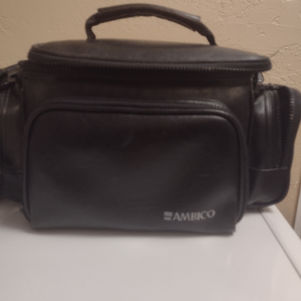 Vintage Ambico 4 Pocket Leather Camera Bag w/ Adjustable Shoulder Strap